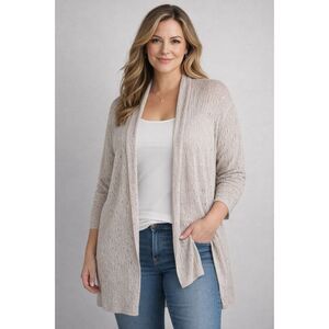 Easywear By Chico’s  Tan Lightweight Open Front  Cardigan 3/XL/EUC